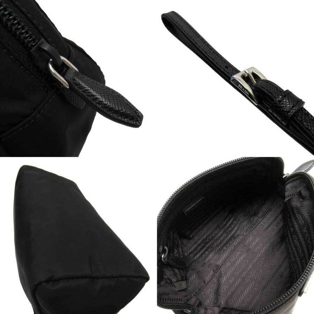 Prada Multi Triangle Black Logo Makeup Purpose Nylon Pouch
